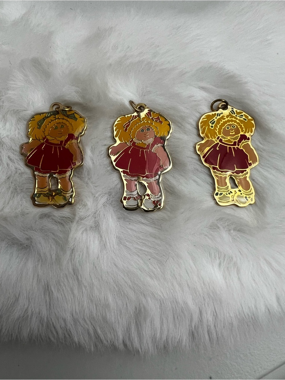 Vintage 1983 Cabbage Patch Kids Enamel Pendant Charms Bundle (Lot of 3)